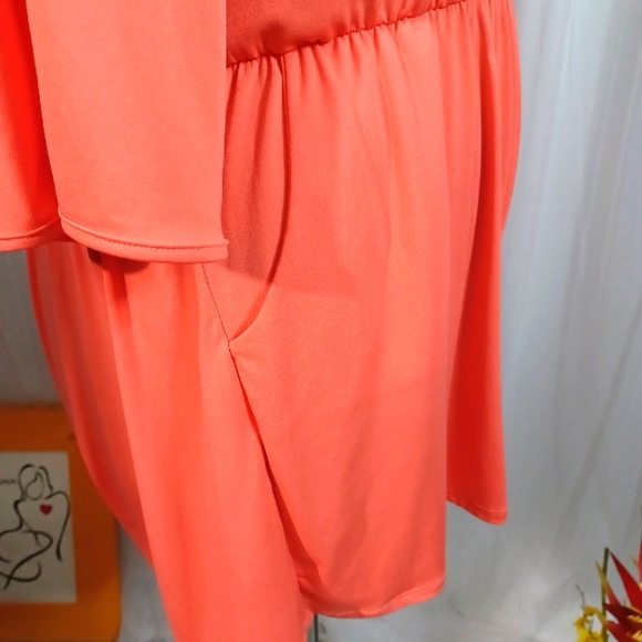 Ella Samani, Pull-Over Romper, Size: 3X" Coral Orangish Color - Picture 6 of 11
